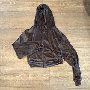 Skims Cropped Velour Hoodie New Without Tags